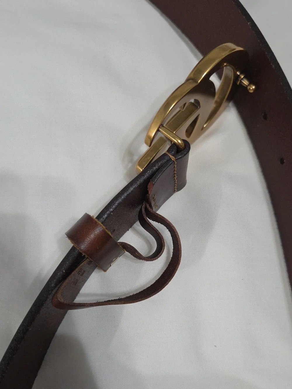 Gucci Brown Leather Belt with Gold Double G Buckle